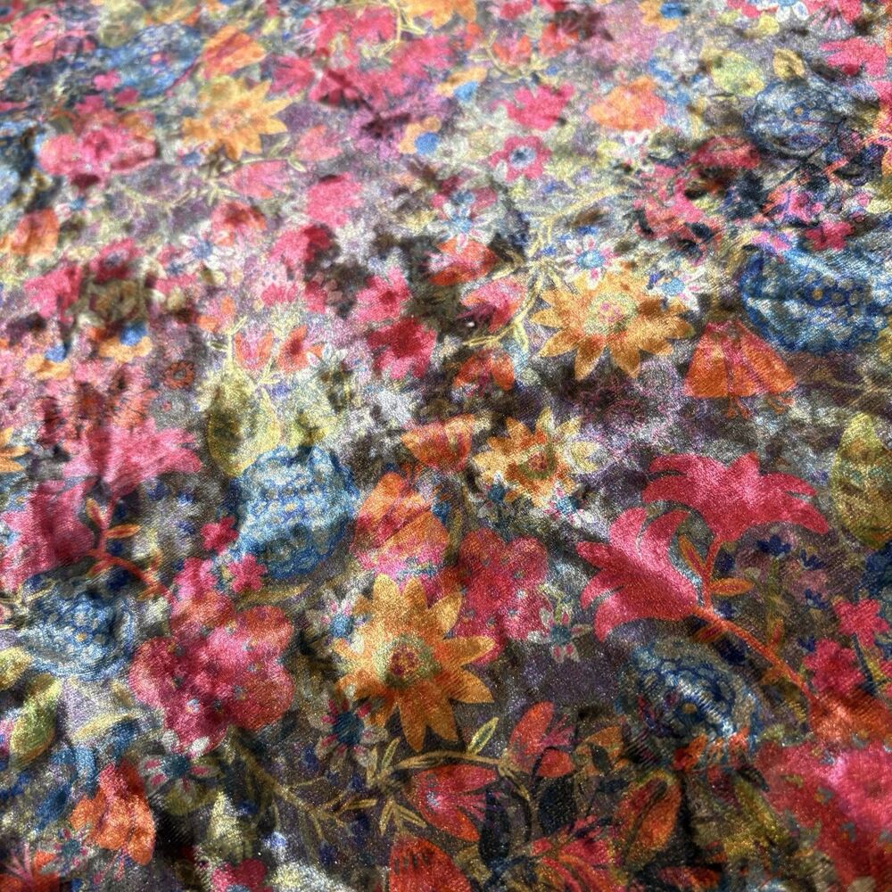 Natural Life Velvet Floral Danielle Square Neck Long Sleeve Top Size M - Picture 5 of 9
